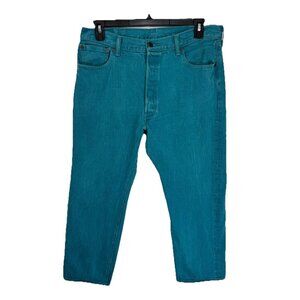 Levis 501 xx Jeans Mens 38x30 Fits 36x27 Teal Blue Denim Button Fly Pants VTG